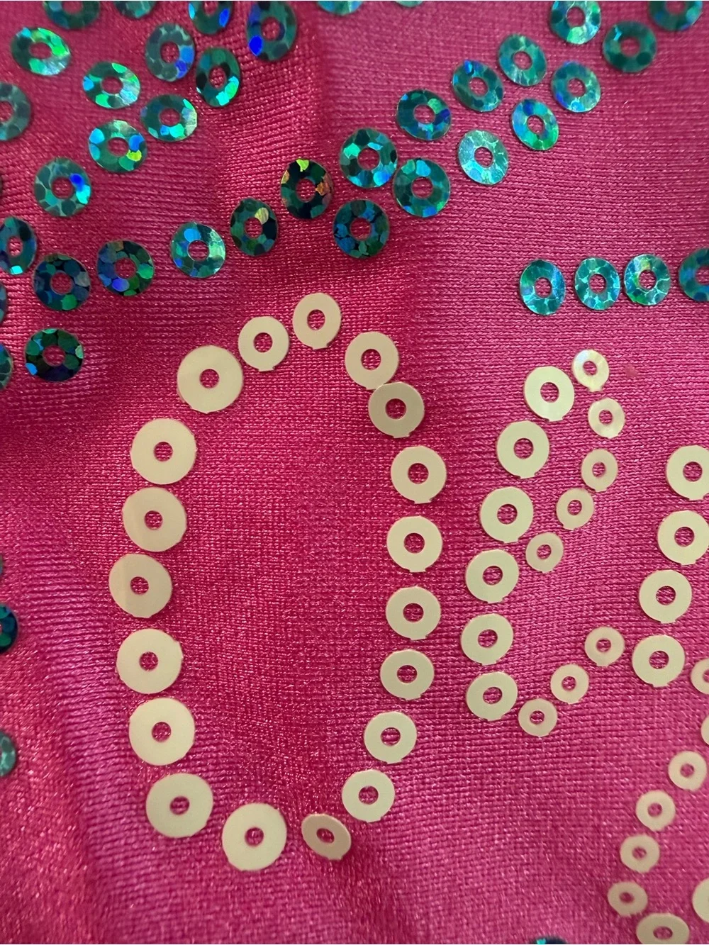 Ozone Sequin Neon Pink Leotard size Youth Medium YM with Flower and Olympus
